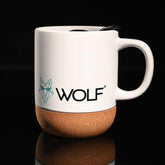 Wolf Outdoors Ceramic Mug with Lid and Cork Base White - WFOD011